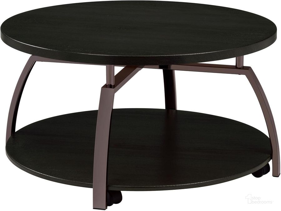 The appearance of Dark Grey And Black Nickel Coffee Table designed by Coaster in the transitional interior design. This black piece of furniture  was selected by 1StopBedrooms from  to add a touch of cosiness and style into your home. Sku: 722208. Product Type: Coffee Table. Material: MDF. Image1