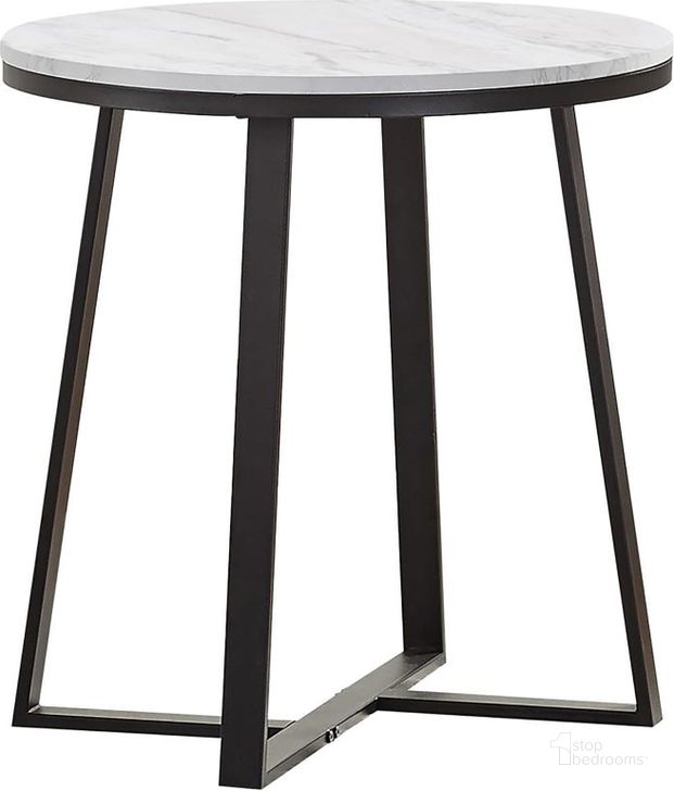 The appearance of White Faux Marble And Matte Black End Table designed by Coaster in the transitional interior design. This white and black piece of furniture  was selected by 1StopBedrooms from  to add a touch of cosiness and style into your home. Sku: 723237. Product Type: End Table. Material: MDF. Image1
