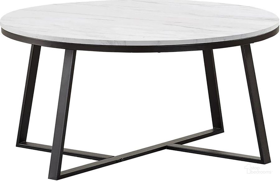 The appearance of White Faux Marble And Matte Black Coffee Table designed by Coaster in the transitional interior design. This white and black piece of furniture  was selected by 1StopBedrooms from  to add a touch of cosiness and style into your home. Sku: 723238. Product Type: Coffee Table. Material: MDF. Image1