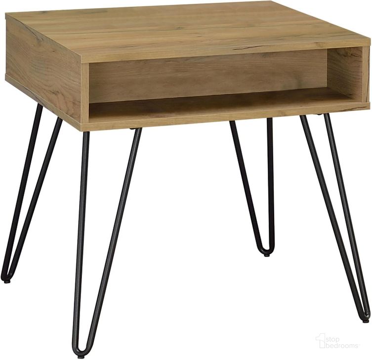 The appearance of Golden Oak And Black End Table designed by Coaster in the transitional interior design. This black piece of furniture  was selected by 1StopBedrooms from  to add a touch of cosiness and style into your home. Sku: 723367. Material: Wood. Product Type: End Table. Image1