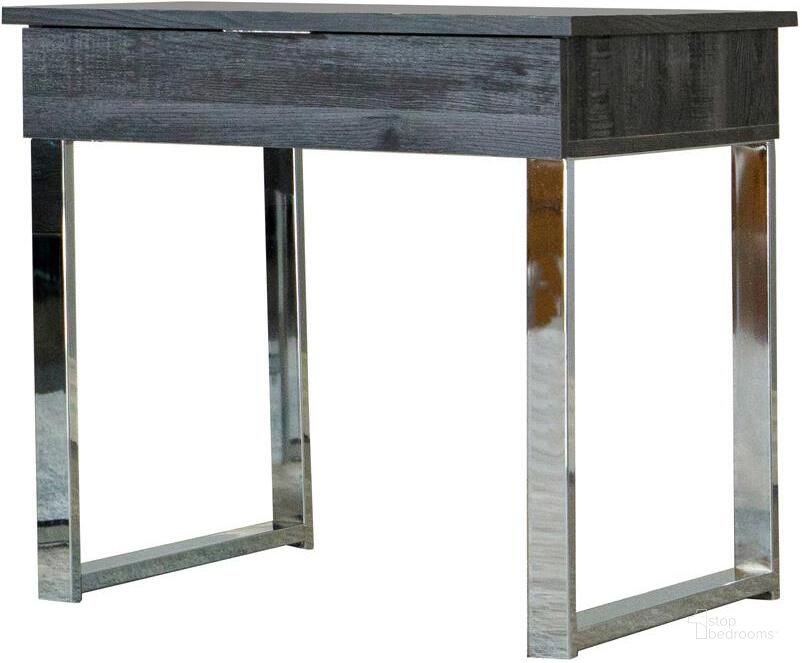 The appearance of Dark Charcoal And Chrome End Table designed by Coaster in the transitional interior design. This gray piece of furniture  was selected by 1StopBedrooms from  to add a touch of cosiness and style into your home. Sku: 723457. Product Type: End Table. Material: MDF. Image1