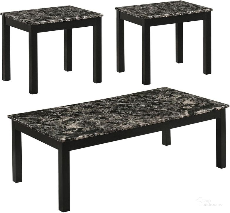 The appearance of Black Faux Marble 3 Piece Occasional Set designed by Coaster in the modern / contemporary interior design. This black piece of furniture  was selected by 1StopBedrooms from  to add a touch of cosiness and style into your home. Sku: 723605. Material: Wood. Product Type: Occasional Table Set. Image1
