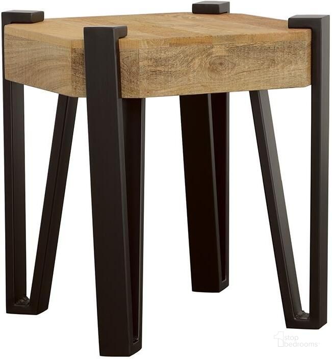 The appearance of 724117 Natural And Matte Black End Table designed by Coaster in the transitional interior design. This black piece of furniture  was selected by 1StopBedrooms from  to add a touch of cosiness and style into your home. Sku: 724117. Material: Wood. Product Type: End Table. Image1