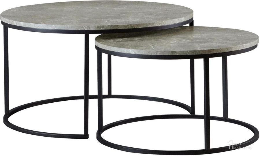 The appearance of Grey Faux Marble And Gunmetal 2 Piece Nesting Coffee Table designed by Coaster in the modern / contemporary interior design. This black piece of furniture  was selected by 1StopBedrooms from  to add a touch of cosiness and style into your home. Sku: 736028. Material: Wood. Product Type: Coffee Table. Image1