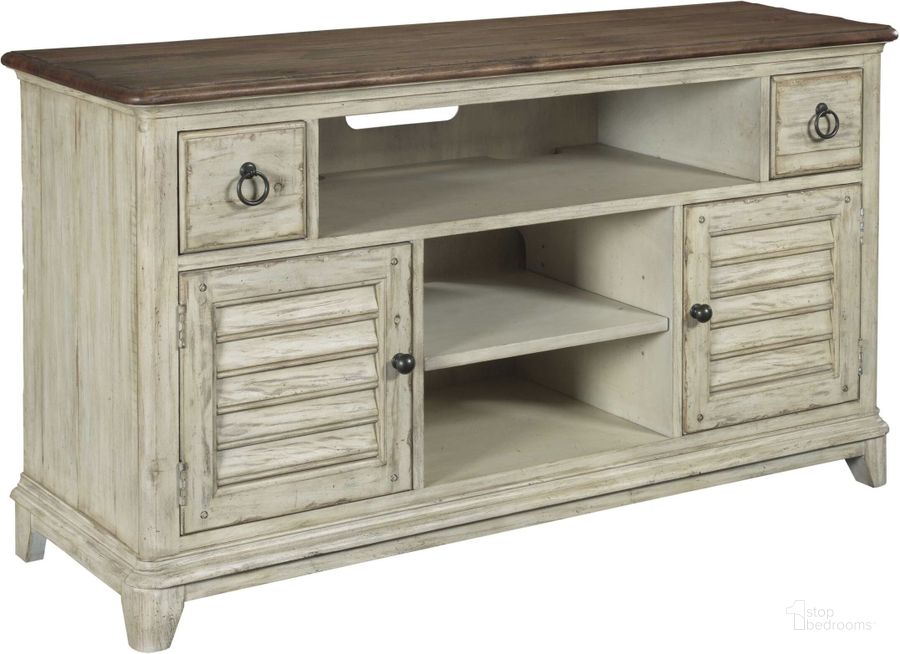 The appearance of Weatherford Cornsilk 56" Console designed by Kincaid in the transitional interior design. This cream piece of furniture  was selected by 1StopBedrooms from Weatherford Collection to add a touch of cosiness and style into your home. Sku: 75-035. Material: Wood. Product Type: TV Console. Image1