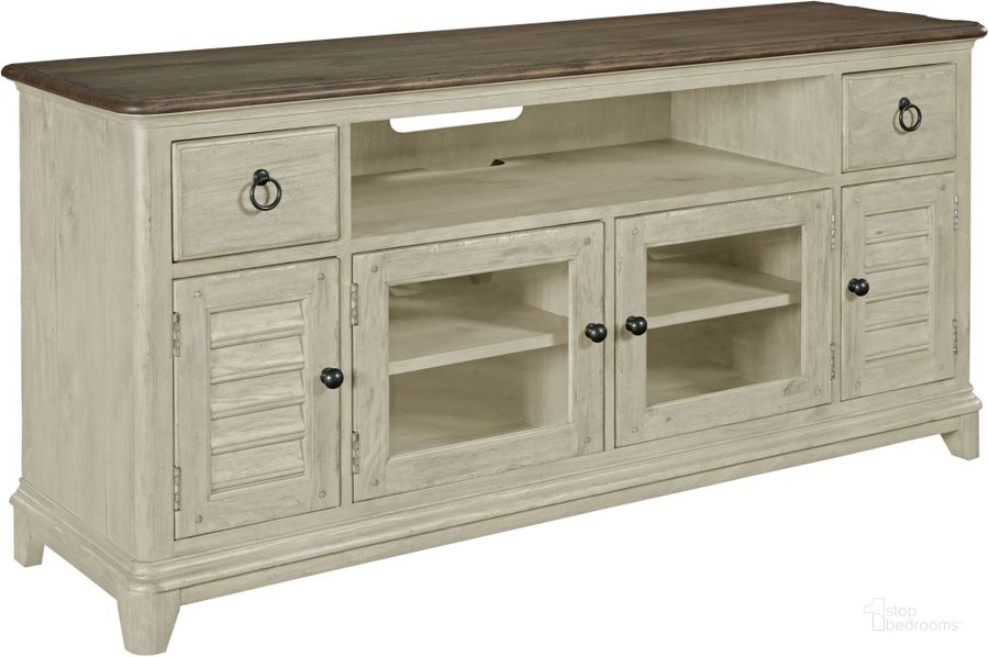 The appearance of Weatherford Cornsilk 65" Console designed by Kincaid in the transitional interior design. This cream piece of furniture  was selected by 1StopBedrooms from Weatherford Collection to add a touch of cosiness and style into your home. Sku: 75-036. Material: Wood. Product Type: TV Console. Image1