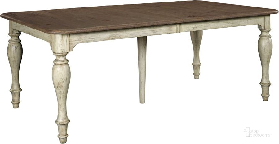 The appearance of Weatherford Cornsilk Canterbury Extendable Rectangular Dining Table designed by Kincaid in the transitional interior design. This cream piece of furniture  was selected by 1StopBedrooms from Weatherford Collection to add a touch of cosiness and style into your home. Sku: 75-054. Table Base Style: Legs. Material: Wood. Product Type: Dining Table. Table Top Shape: Rectangular. Image1
