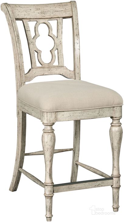 The appearance of Weatherford Cornsilk Kendal Counter Height Side Chair Set of 2 designed by Kincaid in the modern / contemporary interior design. This cream piece of furniture  was selected by 1StopBedrooms from Weatherford Collection to add a touch of cosiness and style into your home. Sku: 75-069. Material: Fabric. Product Type: Barstool. Image1