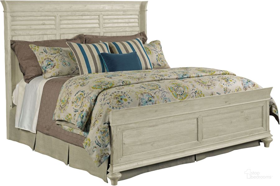 The appearance of Weatherford Cornsilk King Shelter Bed designed by Kincaid in the transitional interior design. This cream piece of furniture  was selected by 1StopBedrooms from Weatherford Collection to add a touch of cosiness and style into your home. Sku: 75-131P. Bed Type: Panel Bed. Material: Wood. Product Type: Panel Bed. Bed Size: King.