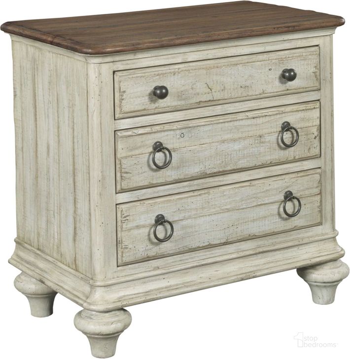 The appearance of Weatherford Cornsilk Nightstand designed by Kincaid in the transitional interior design. This cream piece of furniture  was selected by 1StopBedrooms from Weatherford Collection to add a touch of cosiness and style into your home. Sku: 75-141. Material: Wood. Product Type: Nightstand. Image1