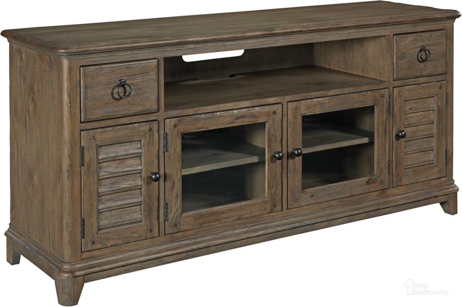 The appearance of Weatherford Heather 65" Console designed by Kincaid in the transitional interior design. This brown piece of furniture  was selected by 1StopBedrooms from Weatherford Collection to add a touch of cosiness and style into your home. Sku: 76-036. Material: Wood. Product Type: TV Console. Image1