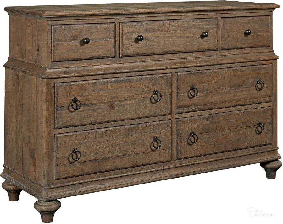 The appearance of Weatherford Heather Wellington Dresser designed by Kincaid in the transitional interior design. This brown piece of furniture  was selected by 1StopBedrooms from Weatherford Collection to add a touch of cosiness and style into your home. Sku: 76-162. Material: Wood. Product Type: Dresser. Image1