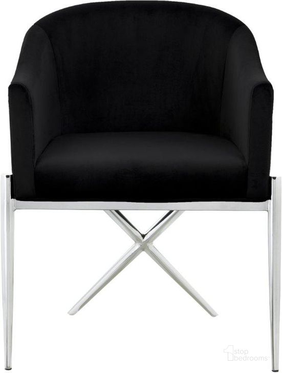 The appearance of Xavier Black Velvet Dining Chair 762Black-C designed by Meridian in the modern / contemporary interior design. This black velvet piece of furniture  was selected by 1StopBedrooms from Xavier Collection to add a touch of cosiness and style into your home. Sku: 762Black-C. Product Type: Dining Chair. Material: Velvet. Image1