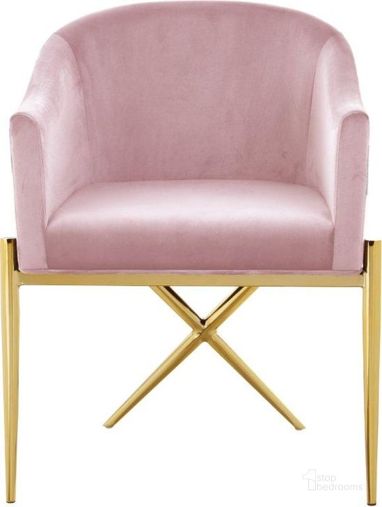 The appearance of Xavier Pink Velvet Dining Chair designed by Meridian in the modern / contemporary interior design. This pink velvet piece of furniture  was selected by 1StopBedrooms from Xavier Collection to add a touch of cosiness and style into your home. Sku: 763Pink-C. Product Type: Dining Chair. Material: Velvet. Image1