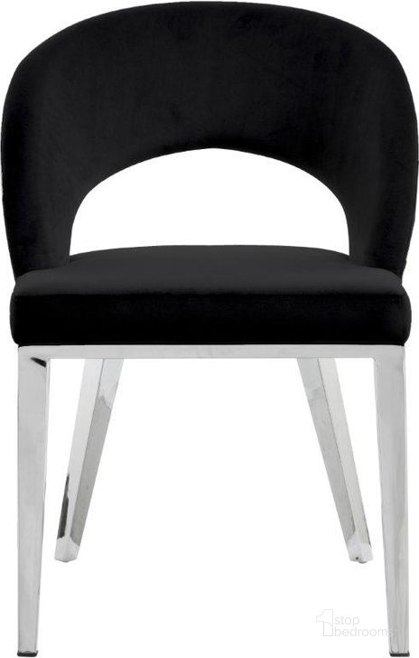 The appearance of Roberto Black Velvet Dining Chair 764Black-C designed by Meridian in the modern / contemporary interior design. This black velvet piece of furniture  was selected by 1StopBedrooms from Roberto Collection to add a touch of cosiness and style into your home. Sku: 764Black-C. Product Type: Dining Chair. Material: Velvet. Image1