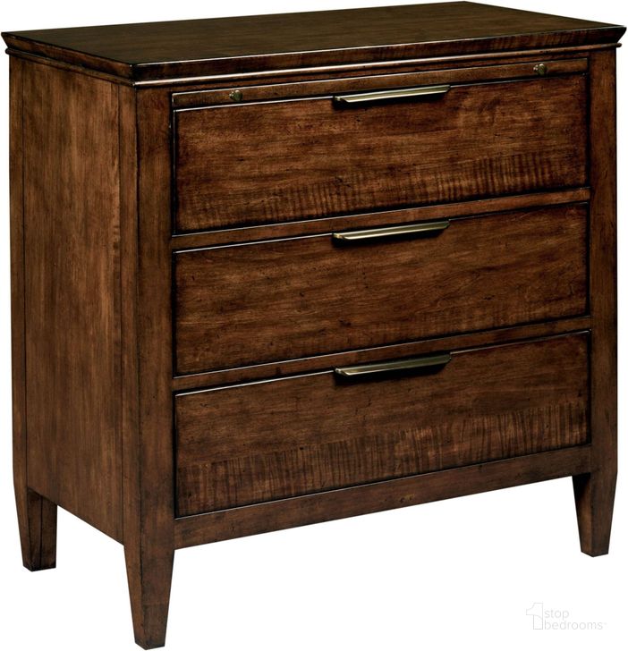 The appearance of Elise Bedside Chest designed by Kincaid in the modern / contemporary interior design. This brown piece of furniture  was selected by 1StopBedrooms from Elise Collection to add a touch of cosiness and style into your home. Sku: 77-142. Material: Wood. Product Type: Chest. Image1