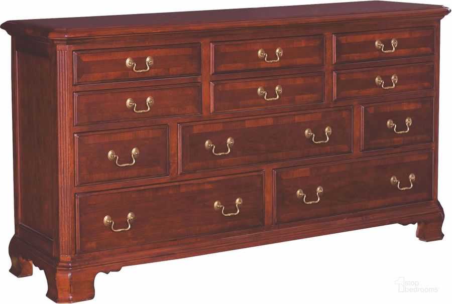 The appearance of Cherry Grove Classic Antique Cherry Triple Dresser designed by American Drew in the traditional interior design. This brown piece of furniture  was selected by 1StopBedrooms from Cherry Collection to add a touch of cosiness and style into your home. Sku: 791-130. Material: Wood. Product Type: Dresser. Image1