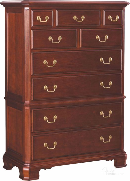 The appearance of Cherry Grove Classic Antique Cherry Drawer Chest designed by American Drew in the traditional interior design. This brown piece of furniture  was selected by 1StopBedrooms from Cherry Collection to add a touch of cosiness and style into your home. Sku: 791-215. Material: Wood. Product Type: Chest. Image1