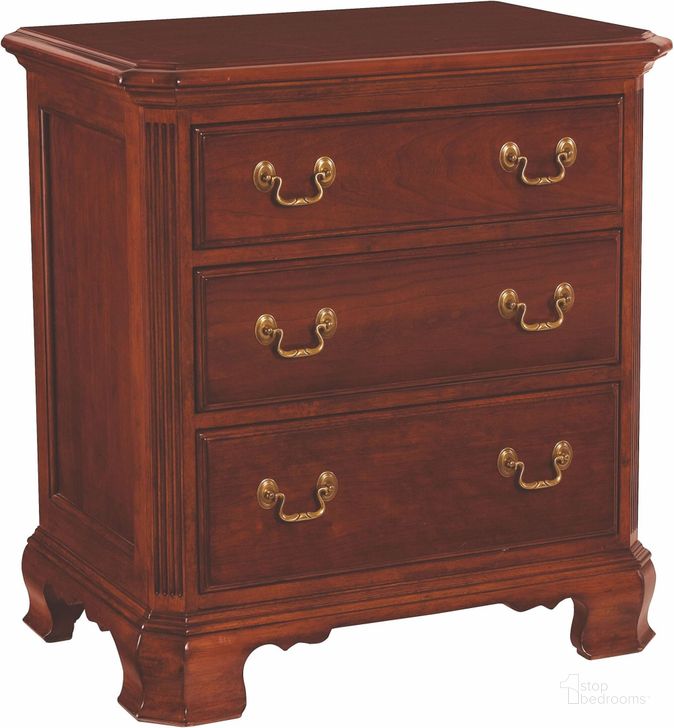 The appearance of Cherry Grove Classic Antique Cherry 3 Drawer Night Stand designed by American Drew in the traditional interior design. This brown piece of furniture  was selected by 1StopBedrooms from Cherry Collection to add a touch of cosiness and style into your home. Sku: 791-420. Material: Wood. Product Type: Nightstand. Image1