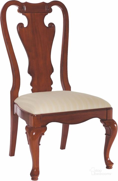 The appearance of Cherry Grove Classic Antique Cherry Splat Back Side Chair Set of 2 designed by American Drew in the traditional interior design. This brown piece of furniture  was selected by 1StopBedrooms from Cherry Collection to add a touch of cosiness and style into your home. Sku: 792-636. Material: Fabric. Product Type: Side Chair. Image1