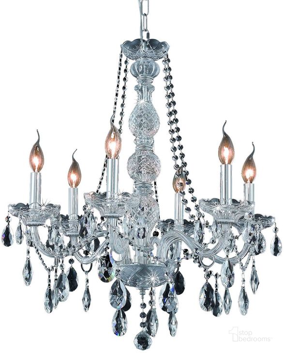 The appearance of 7956d24cRc Verona 24 Chrome 6 Light Chandelier With Clear Royal Cut Crystal Trim designed by Elegant Lighting in the glam interior design. This chrome piece of furniture  was selected by 1StopBedrooms from Verona Collection to add a touch of cosiness and style into your home. Sku: 7956D24C/RC. Material: Glass. Product Type: Chandelier.