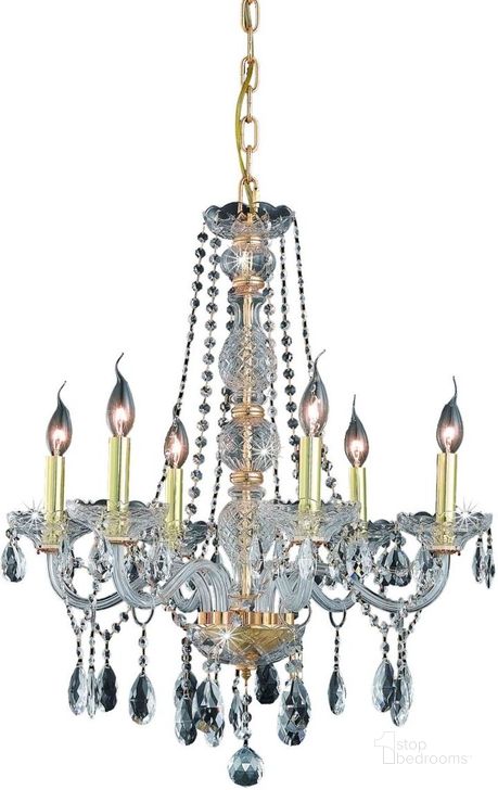 The appearance of 7956d24gRc Verona 24 Gold 6 Light Chandelier With Clear Royal Cut Crystal Trim designed by Elegant Lighting in the glam interior design. This clear gold piece of furniture  was selected by 1StopBedrooms from Verona Collection to add a touch of cosiness and style into your home. Sku: 7956D24G/RC. Material: Glass. Product Type: Chandelier.
