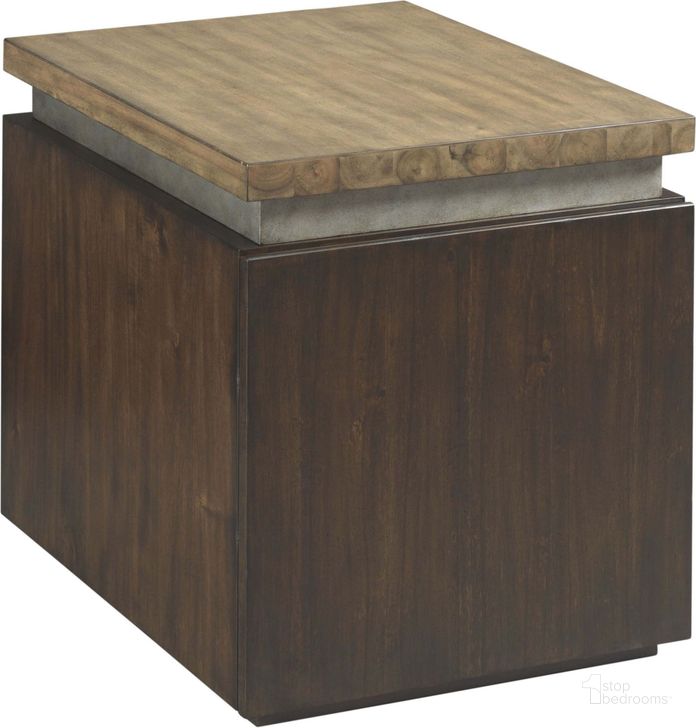 The appearance of Modern Origins Cocoa Cube End Table designed by Hammary in the modern / contemporary interior design. This brown piece of furniture  was selected by 1StopBedrooms from Modern Origins Collection to add a touch of cosiness and style into your home. Sku: 798-915. Material: Fabric. Product Type: End Table. Table Top Shape: Rectangular. Image1