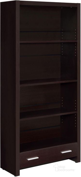 The appearance of 800905 Cappuccino Bookcase designed by Coaster in the modern / contemporary interior design. This brown piece of furniture  was selected by 1StopBedrooms from Cappuccino Collection to add a touch of cosiness and style into your home. Sku: 800905. Material: MDF. Product Type: Standard Bookcase. Image1