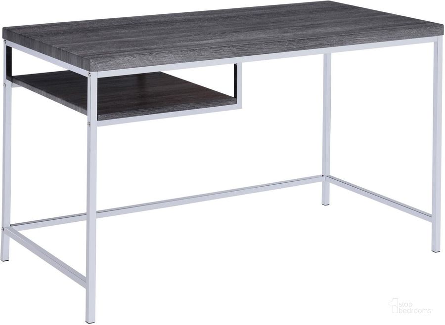 The appearance of Weathered Grey Left Storage Computer Desk designed by Coaster in the modern / contemporary interior design. This gray piece of furniture  was selected by 1StopBedrooms from  to add a touch of cosiness and style into your home. Sku: 801271. Material: Metal. Product Type: Computer Desk. Image1