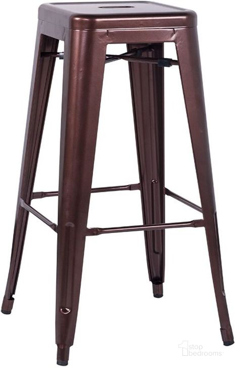 The appearance of Alfresco Galvanized Steel Bar Stool (Red Copper) (Set of 4) designed by Chintaly Imports in the rustic / southwestern interior design. This copper piece of furniture  was selected by 1StopBedrooms from Alfresco Collection to add a touch of cosiness and style into your home. Sku: 8015-BS-COP. Material: Metal. Product Type: Barstool. Image1