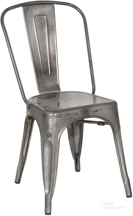 The appearance of Alfresco Galvanized Steel Side Chair (Gun Metal) (Set of 4) designed by Chintaly Imports in the rustic / southwestern interior design. This gun metal piece of furniture  was selected by 1StopBedrooms from Alfresco Collection to add a touch of cosiness and style into your home. Sku: 8022-SC-GUN. Material: Metal. Product Type: Side Chair. Image1