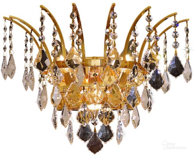 The appearance of 8033w16gRc Victoria 16 Gold 3 Light Wall Sconce With Clear Royal Cut Crystal Trim designed by Elegant Lighting in the glam interior design. This gold piece of furniture  was selected by 1StopBedrooms from Victoria Collection to add a touch of cosiness and style into your home. Sku: 8033W16G/RC. Material: Steel. Product Type: Wall Sconce.