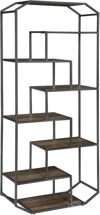 The appearance of Rustic Brown And Dark Grey Bookcase designed by Coaster in the modern / contemporary interior design. This gray piece of furniture  was selected by 1StopBedrooms from  to add a touch of cosiness and style into your home. Sku: 805662. Material: Metal. Product Type: Bookcase. Image1