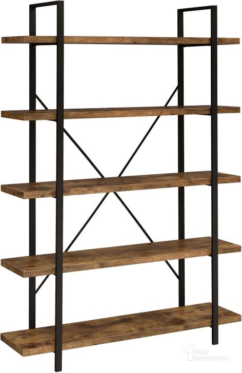 The appearance of Antique Nutmeg And Black 5 Shelf Bookcase designed by Coaster in the modern / contemporary interior design. This black piece of furniture  was selected by 1StopBedrooms from  to add a touch of cosiness and style into your home. Sku: 805807. Material: Wood. Product Type: Bookcase. Image1