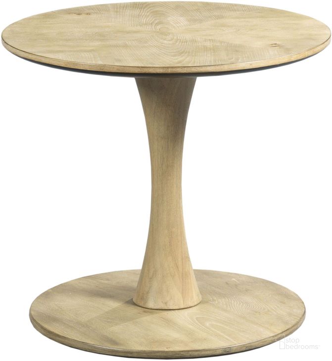 The appearance of Oblique Wirebrushed Natural Cerused Elm Round End Table designed by Hammary in the modern / contemporary interior design. This brown piece of furniture  was selected by 1StopBedrooms from Oblique Collection to add a touch of cosiness and style into your home. Sku: 834-918. Material: Wood. Product Type: End Table.