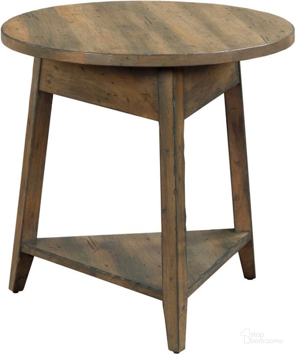 The appearance of Mill House 24 Inch Bowler Round End Table designed by Kincaid in the coastal interior design. This brown piece of furniture  was selected by 1StopBedrooms from Mill House Collection to add a touch of cosiness and style into your home. Sku: 860-917. Material: Wood. Product Type: End Table.