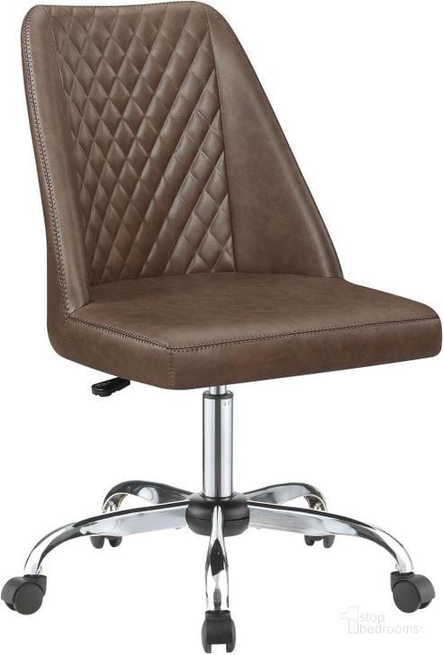 The appearance of 881197 Brown Adjustable Office Chair designed by Coaster in the transitional interior design. This brown piece of furniture  was selected by 1StopBedrooms from  to add a touch of cosiness and style into your home. Sku: 881197. Material: Metal. Product Type: Office Chair. Image1