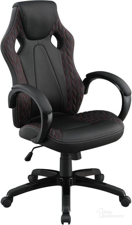 The appearance of 881426 Black Adjustable Office Chair designed by Coaster in the transitional interior design. This black piece of furniture  was selected by 1StopBedrooms from  to add a touch of cosiness and style into your home. Sku: 881426. Product Type: Office Chair. Material: Plywood. Image1