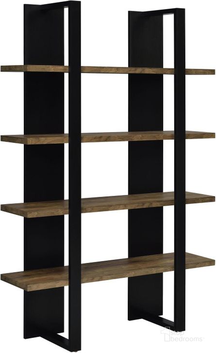 The appearance of Black And Aged Walnut Bookcase designed by Coaster in the transitional interior design. This black piece of furniture  was selected by 1StopBedrooms from  to add a touch of cosiness and style into your home. Sku: 882036. Product Type: Bookcase. Material: MDF. Image1