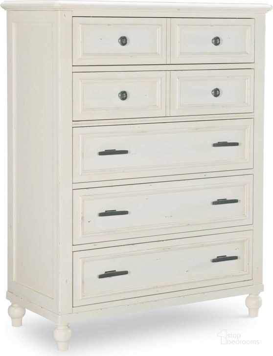 The appearance of Lake House Pebble White 5 Drawer Chest designed by Legacy Classic Kids in the country / farmhouse interior design. This white piece of furniture  was selected by 1StopBedrooms from Lake House Collection to add a touch of cosiness and style into your home. Sku: 8971-2200. Product Type: Chest. Material: Birch. Image1