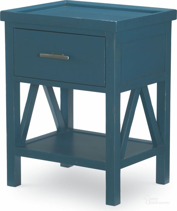The appearance of Lake House Denim Blue Open Nightstand designed by Legacy Classic Kids in the traditional interior design. This blue piece of furniture  was selected by 1StopBedrooms from Lake House Collection to add a touch of cosiness and style into your home. Sku: 8972-3101. Product Type: Nightstand. Material: Birch. Image1