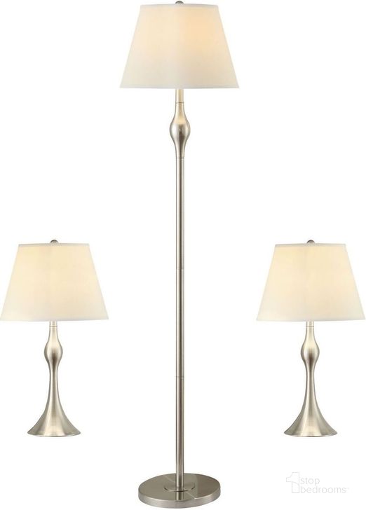 The appearance of 3 Piece Brush Nickel Lamp Set designed by Coaster in the modern / contemporary interior design. This silver piece of furniture  was selected by 1StopBedrooms from  to add a touch of cosiness and style into your home. Sku: 901235. Material: Metal. Product Type: Lamp.