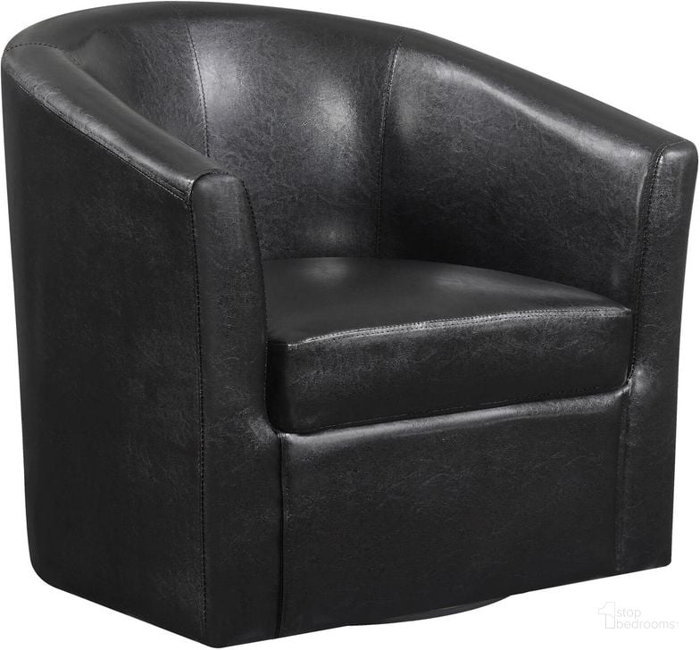 The appearance of Dark Brown Swivel Chair designed by Coaster in the transitional interior design. This brown piece of furniture  was selected by 1StopBedrooms from  to add a touch of cosiness and style into your home. Sku: 902098. Product Type: Swivel Chair. Material: Vinyl. Image1