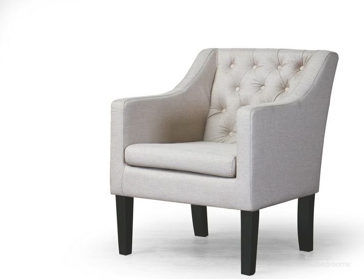 The appearance of Baxton Studio Brittany Club Chair 9070-Beige designed by Baxton Studio in the modern / contemporary interior design. This beige piece of furniture  was selected by 1StopBedrooms from Brittany Collection to add a touch of cosiness and style into your home. Sku: 9070-Beige-CC. Material: Fabric. Product Type: Living Room Chair. Image1