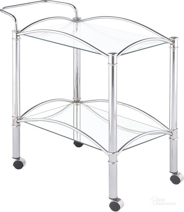 The appearance of 910077 Chrome Serving Cart designed by Coaster in the traditional interior design. This chrome piece of furniture  was selected by 1StopBedrooms from Serving Collection to add a touch of cosiness and style into your home. Sku: 910077. Material: Metal. Product Type: Serving Cart. Image1
