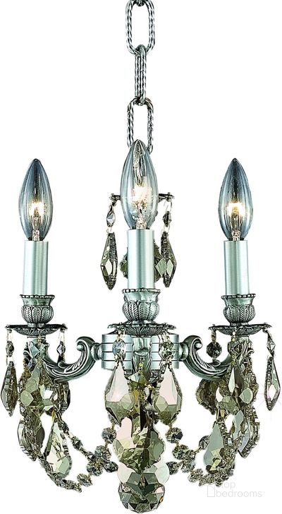 The appearance of Lillie 10 Pewter 3 Light Pendant With Golden Teak Royal Cut Crystal Trim designed by Elegant Lighting in the glam interior design. This gray piece of furniture  was selected by 1StopBedrooms from Lillie Collection to add a touch of cosiness and style into your home. Sku: 9103D10PW-GT/RC. Product Type: Pendant Lighting. Material: Crystal.