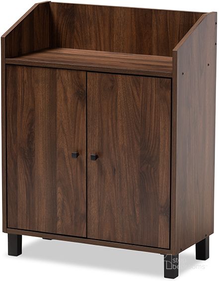 The appearance of Baxton Studio Rossin Modern And Contemporary Walnut Brown Finished 2-Door Wood Entryway Shoe Storage Cabinet With Open Shelf designed by Baxton Studio in the modern / contemporary interior design. This walnut piece of furniture  was selected by 1StopBedrooms from Rossin Collection to add a touch of cosiness and style into your home. Sku: ATSC1614-Columbia-Shoe Cabinet. Material: Wood. Product Type: Shoe Cabinet. Image1