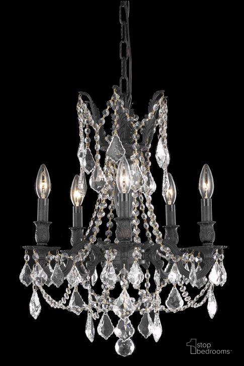 The appearance of Rosalia 18 Dark Bronze 5 Light Pendant With Clear Royal Cut Crystal Trim designed by Elegant Lighting in the glam interior design. This dark bronze piece of furniture  was selected by 1StopBedrooms from Rosalia Collection to add a touch of cosiness and style into your home. Sku: 9205D18DB/RC. Product Type: Pendant Lighting. Material: Crystal.