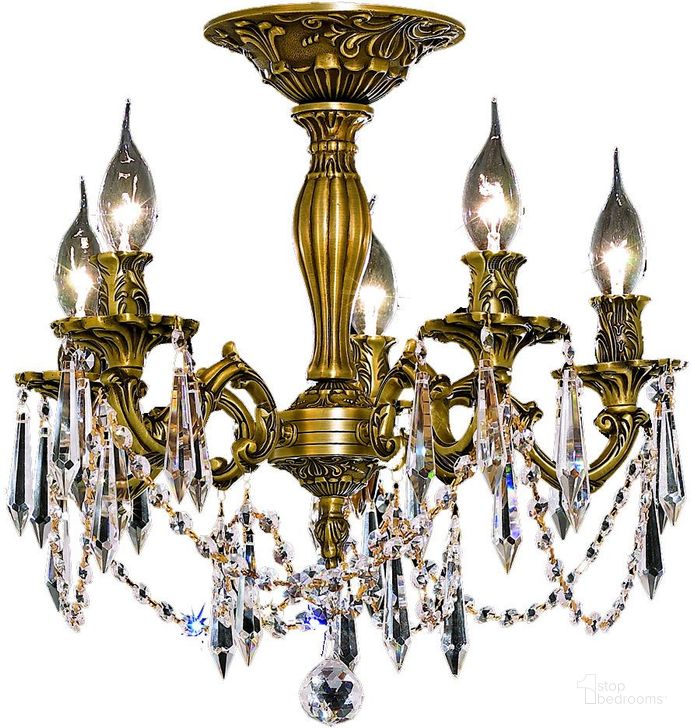 The appearance of Rosalia 18 French Gold 5 Light Flush Mount With Clear Royal Cut Crystal Trim designed by Elegant Lighting in the glam interior design. This clear/gold piece of furniture  was selected by 1StopBedrooms from Rosalia Collection to add a touch of cosiness and style into your home. Sku: 9205F18FG/RC. Product Type: Flush Mount. Material: Brass.