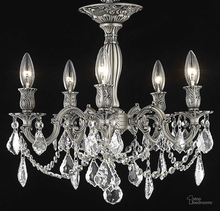 The appearance of Rosalia 18 Pewter 5 Light Flush Mount With Clear Royal Cut Crystal Trim designed by Elegant Lighting in the glam interior design. This pewter piece of furniture  was selected by 1StopBedrooms from Rosalia Collection to add a touch of cosiness and style into your home. Sku: 9205F18PW/RC. Product Type: Flush Mount. Material: Brass.